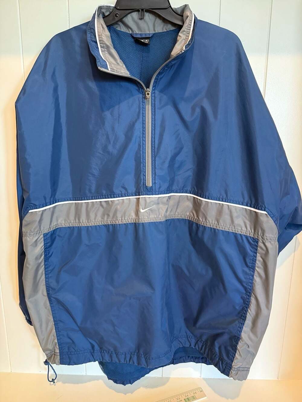 Vintage Nike 90s Quarter Zip Blue and Grey Windbreaker Pullover Jacket